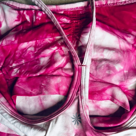 ATHLETA SEAMLESS TIE DYE RUCHED TANK TOP Pink White Size Medium - Picture 8 of 9